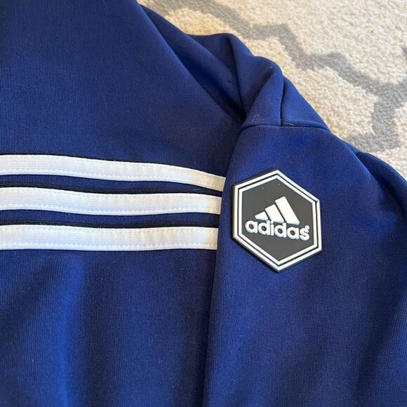VTG 90s Adidas Soccer Track Jacket Blue size M GUC has couple small pulls check - Picture 4 of 11